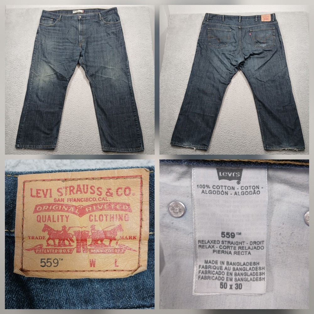 Levi's 559 Relaxed Straight Jeans Men's 50x30 Dark Wash Denim